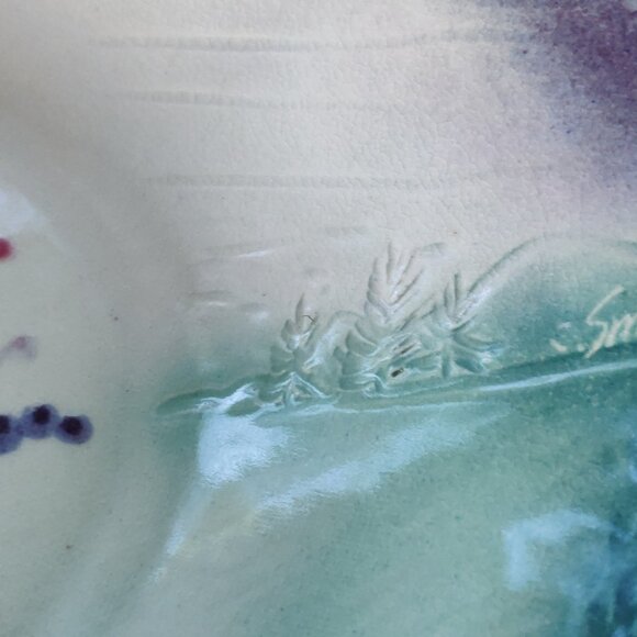 Studio Art Pottery Bowls Set of 2, Carol Smeraldo Hand Painted 12.5" and 6.75" - Picture 3 of 14